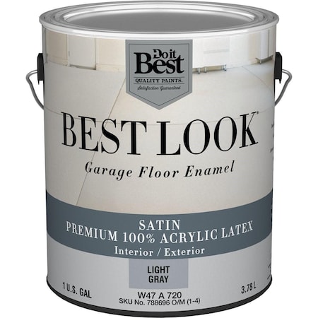 All-Source Best Look Latex Interior/Exterior Garage Floor Enamel, 1 Gal., Light Gray W47A00720-16